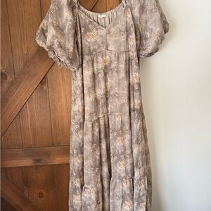 Elegant Floral Puff Sleeve Dress